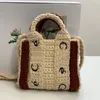 Dokuma Woody Mini Tote Alışveriş Çantası Kadın Çapraz Boşluklar Kazak Malzeme Çıkarılabilir kayış moda harfleri kış kurucusu çanta çanta