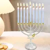Candle Holders Metal Hanukkah Candleholder Geometric Decorative 9 Branch Menorah Candlestick for Standard Candles el Home 231023