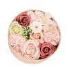 Decoratieve Bloemen 1Pc Delicate Zeep Bloem Kleine Ronde Doos Uniek Boeket Arrangement Cadeau Valentijnsdag Kerstmis Voor