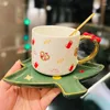 Кофейники Рождественский подарок Керамическая чашка Вода Золото Высококачественная маленькая роскошная изысканная и блюдце с ложкой