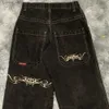 Herrbyxor jnco jeans y2k hiphop retro grafisk broderad baggy jeans svarta byxor män kvinnor nya harajuku gotiska höga midja breda byxor q231023