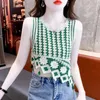 Camisoles Tanks Women's Böhmen Knit Camis Summer Crochet Hook Flower Topps Oregelbundenhet Geometric Strip Crop Top Round Neck Sleeveless 231023