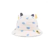 Berets 2023 Cotton Cartoon Cow Bucket Hat Fisherman Outdoor Travel Sun Cap Hatts For Child Boy and Girl