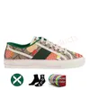 Klassisk tennis 1977 Canvas Casual Shoes Luxury Designer Womens Italy Green and Red Web Stripe Rubber Sole For Stretch Cotton Low Platform Hiigh Top Mens Sneakers