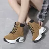 Laarzen Mode Vrouwen Effen Kleur Suede Enkellaars Herfst Brede Sneeuw Dames Casual Platform Schoenen Hak Dikke Sneakers