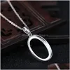 Pendant Necklaces Fine Sier 925 Sterling Semi Mount For Oval Cabochon Amber Agate Opal Jewelry Setting No Necklace280H Drop Delivery Dhxyd