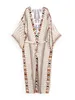 Женские трикотажные футболки с богемным принтом, накидки на бикини, элегантное кимоно с поясом, платье-туника, женская пляжная одежда больших размеров, купальный костюм, накидка Q1228 231023