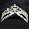 Linda rainha casamento opala coroa para mulheres novo cristal nupcial tiaras coroa headbands acessórios de vestido de cabelo