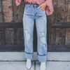 女子ジーンズがバギーハイウエストストレートレッグカーゴパンツレトロレトロデニムズボンストリートウェア90年代ヴィンテージ服