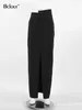 Skirts Bclout Fashion Patchwork Black Women 2023 Elegant Office Lady Slit Long Autumn Pockets Sexy Straight Female
