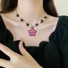 Ожерелья с подвесками в Корейском стиле, розовое ожерелье с пятиконечной звездой и буквами из бисера для женщин и девочек, вечерние украшения Y2K