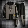 Herrspårar Menskläder 2 -stycken Set Men Winter Autumn Tracksuit Men JOGGING SUT MANALT KLÄNNING Patchwork Hoodie och Jogger Set J231023