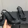 Designer Womens Slingbacks Dress Shoes Cowhide Sandals With Strass Classic Silk Chunky Heel 8.5cm Elegant Wedding Shoe Slip On Casual Shoe Retro Pink Black Slides