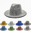 Wide Brim Hats Bucket Hats Unisex Full Diamond Adjustable Fedora Hats Women Wide Brim Rhinestone Panama Cap Men Personality Jazz Caps Party Stage Top Hat 231021