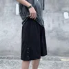 Herr shorts män knapp kroppsbyggande elastisk midja baggy rak casual all-match chic ins manliga byxor enkel koreansk stil