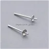 Configurações de jóias Fábrica Direto S925 Sterling Sier Configuração Brinco Posts Brincos Acessórios 4Mm Pequeno Copo de Pérola com Earnut Saf Dhhwr