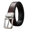 Belts 2023 Luxury Belt For Men Genuine Leather Rotating Buckle Double Sided Classic Fashion Casual Business Youth Jeans