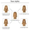 2023 New Fashion Real Fur Coat Winter Jacket Women Natural Fox Fur Collar Two Layers Cuffs Cashmere Blends Wool Warm