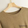 Women's Knits Tees Silk Cashmere Sweater Mulberry Round Neck Solid Color Bottomed Shirt Top Medium Long Batwing Sleeve Loose 231023