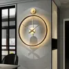 壁の時計ヴィンテージスペインの大きな時計ハンズモダンなサイレントウォッチLEDライトバスルームゴールドラウンドデュバルサーチホーム装飾YX50WC