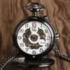 Pocket Watches Black Retro Eagle Display Mechanical Hand Winding Watch Arabic Numerals Dial Manual Mechanism Pendant Clock