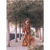 Grundläggande avslappnade klänningar 2022 Autumn Floor Length Dress Womens Long Sleeve Printing Floral Vintage Irregar Maxi Mujer Chic Wrap Drop D DHO0S