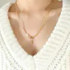 Pendants 2023 Natural Freshwater Pearl Pendant Necklace Stainless Steel 18K Real Gold Plated Simple Girl Jewelry