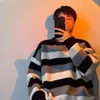 Erkek Sweaters Erkek Giysileri Çizgili Erkekler İçin Uzun Örme Sökümler Kahverengi Saklama S 90s Vintage Y2K Bir Koreli Sonbahar Jumpers Boyun Overfit X 231023