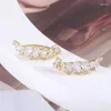 Boucles d'oreilles à clous, bijoux européens et américains, vente en gros, une seule rangée de gouttelettes d'eau, Zircon brillant, conception de branche d'olivier de blé, vente en gros