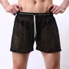 Shorts pour hommes, caleçons à séchage rapide, maille creuse, boxers de sommeil transparents, élastiques, bas en résille, décontractés, amples