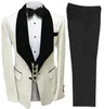 Garnitury męskie Jacquard Men Formal Blazer Vest Pants Prom 3 sztuki Velvet Shawl Lapel Zużycie