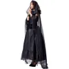 Halloween Costume Women Designer Cosplay Costume Halloween Makeup Ball Costume Tulle Long Cloak Dark Witch Cos Castle Queen Court Dress Color