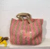 Projektantka Raffii Summer Tote Women na ramiona torby plażowe luksusowe torebki worki z oddychaniem tkane zakupy duża pojemność haftowa mikrofibry haftowana