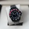 GMT 패션 남성 시계 40mm 검은 녹색 세라믹 다이얼 904L 스테인리스 스틸 스트랩 자동 기계식 운동 시계 고급 디자이너 시계 사파이어 유리 루트 맥주