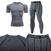 Other Sporting Goods 2pcs Mens Compression Sportswear Suit GYM Tight Sports Yoga Sets Workout Jogging MMA Fitness Clothing Tracksuit Pants 231023