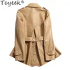 Kvinnors läder äkta jacka Kvinnor Spring Autumn 2023 Black Sheepskin Coat Jackets Korean Fashion Chaquetas GXY51