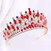 Grampos de cabelo DIEZI 4 Cores Elegante Gota de Água Strass Tiara Coroa Festa de Casamento Jóias Nupcial Noiva Acessórios de Cristal Verde