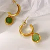 Brincos pendurados vintage verde gema pedra nicho feminino design lágrima pingente senhora elegante eardrop