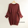 Women's Knits Tees Silk Cashmere Sweater Mulberry Round Neck Solid Color Bottomed Shirt Top Medium Long Batwing Sleeve Loose 231023