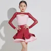 Bühnenkleidung Kinder Professionelle Tanzkleider Mädchen Langärmeliges Latin Dance Kleid Chacha Samba Rumba Kostüm XS7036