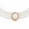 Pendant Necklaces Women Vintage Elegant Choker Necklace Rhinestone Inlaid Faux Pearl Clavicle On Neck 2023 Trendy Jewelry