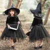 Cadılar Bayramı Kostümleri Kadın Tasarımcı Cosplay Kostüm Çocuklar Cadılar Bayramı Kostüm Siyah Şarap Kırmızı Gazlı Goydan Kabarık Prenses Elbise Küçük Cadı Cosplay Cadı Kızının Elbise
