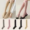 Women Socks Transparent Nylon Stockings Ladies Knee JK Lolita Hosiery Silk Sock Shiny Solid Color Ultra-thin Fashion Elastic Long