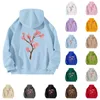 Women's Hoodies Back Floral Print With Drawstring Hooded Pocket Sweater