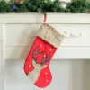 Christmas Stocking Cartoon Reindeer Fireplace Hanging Stockings for Family Christmas Decoration