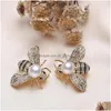 Paramètres de bijoux En gros Perles de luxe Paramètres de broche Chamqueen Honey Bee Broches Strass Broches à thème d'insectes pour bricolage Drop De Dhf5O