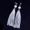 Boucles d'oreilles pendantes en perles uniques, bijouterie, strass ronds de 2mm à 12mm, perle blanche, véritable boucle d'oreille d'eau douce pour femmes