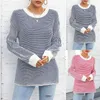 Women's Sweaters Autumn And Winter Sweater European American Border Color Matching Round Neck Pullover Striped Jumpers