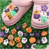 Peças de sapato acessórios atacado 100 pcs pvc halloween abóbora monstros jardim encantos crianças fivela decorações para pulseira bunda dhzuh