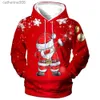 Autres jouets 3D Santa Claus Imprimer Sweats à capuche pour hommes Pull à capuche de Noël Mode Automne Hiver Hommes Vêtements Oversize Sweat-shirt à manches longues L231024